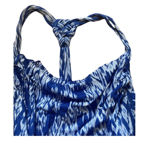 Banana Republic Racerback Blue and White Pattern Tank Top with Built In Bra - Picture 4 of 7